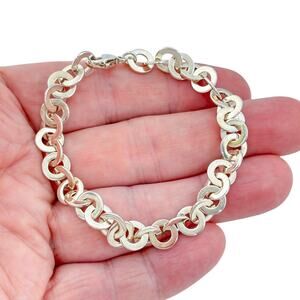 Vintage Sterling Silver 925 Chunky Oval Link Bracelet 7"